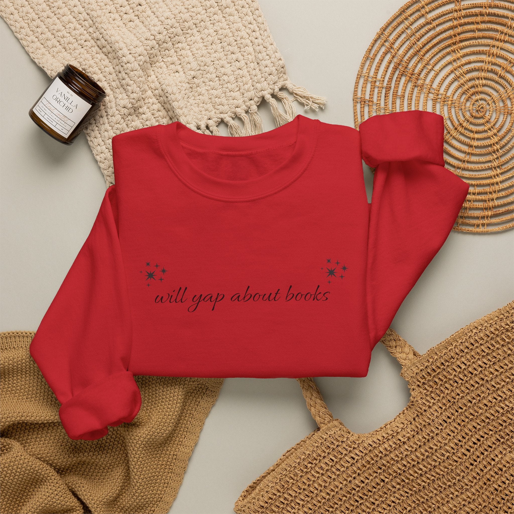 Crewneck Sweatshirt — "I Will Yawn About Books" Minimal Cozy Reading Pullover