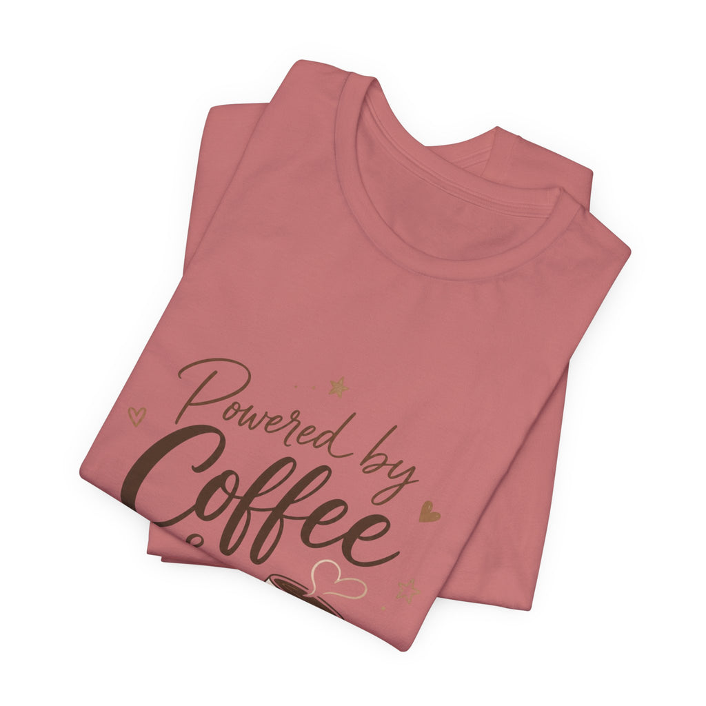 Powered by Coffee & Chaos T-Shirt | Coffee Mug Typography Tee