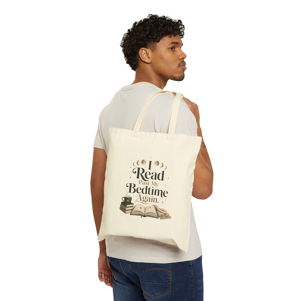 Read Past My Bedtime Tote Bag | Book Lover Canvas Tote, Reading Books Design