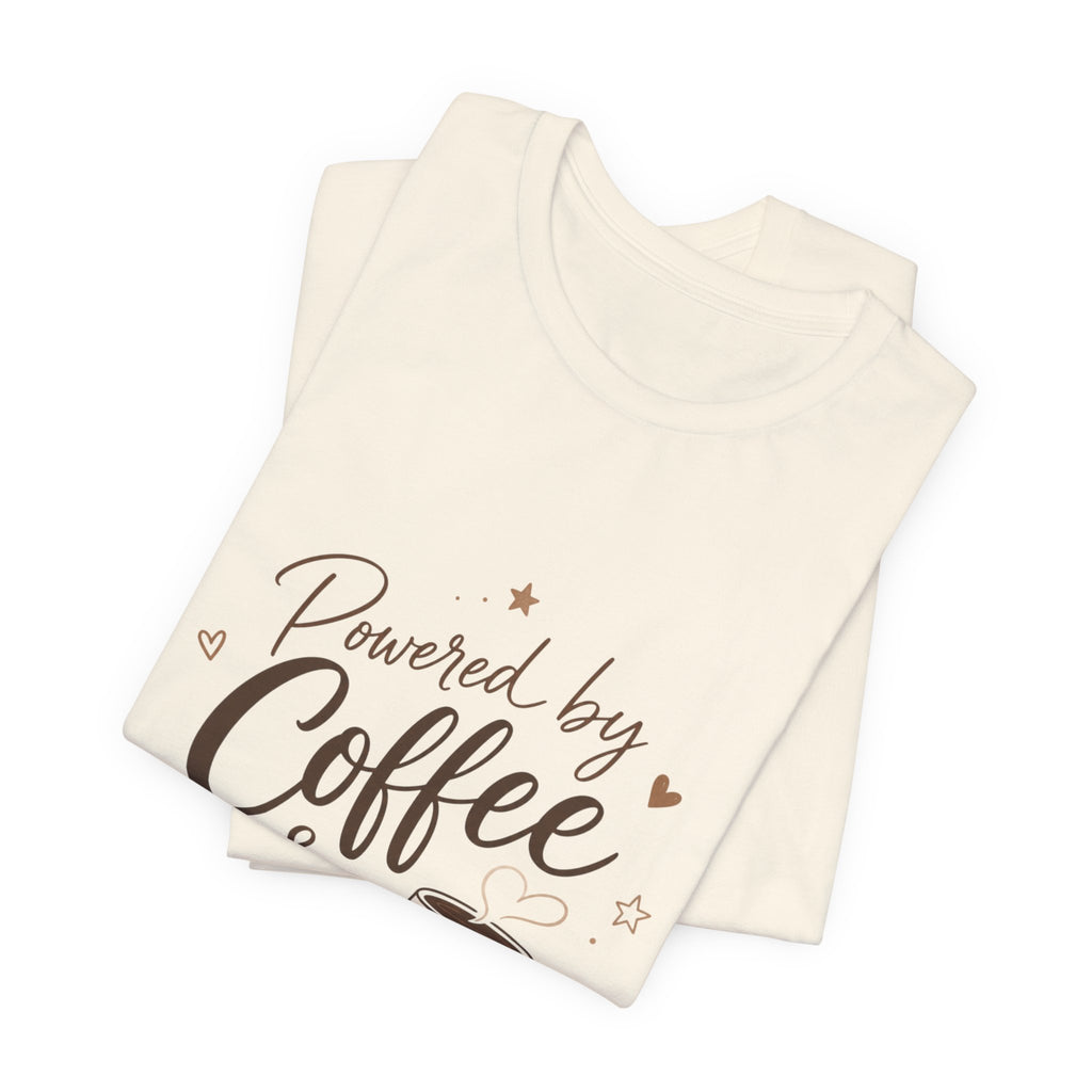 Powered by Coffee & Chaos T-Shirt | Coffee Mug Typography Tee
